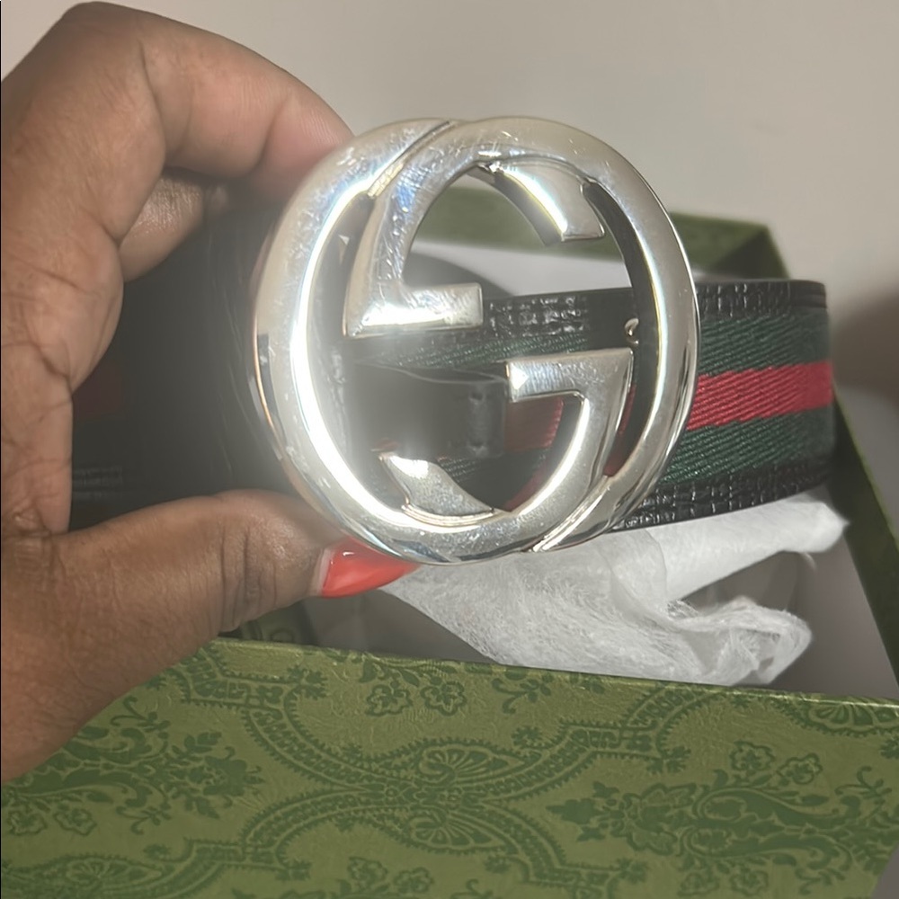 Gucci Black and Green Belt Elegant Accessory